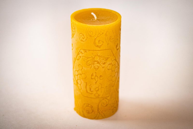 Bee The Light BeeTheLight Beeswax Pillar Candle - 100% Pure Bees Wax - Choose Your Size and Color - Up to 72 Hour Burn Time - Approx. 2x3, 3x4, 3x6 - Unscented - Natural Light Honey Scent (Natural Yellow, Large) - Image 3